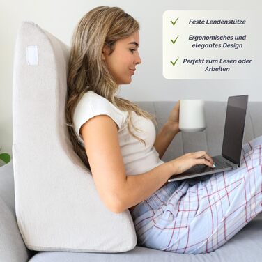 Подушка для читання з піною з ефектом пам&39яті Ергономічна подушка для спини та клиноподібної форми для ліжка, дивана та кушетки Ортопедична подушка для підтримки від болю в спині та напруги, сіра