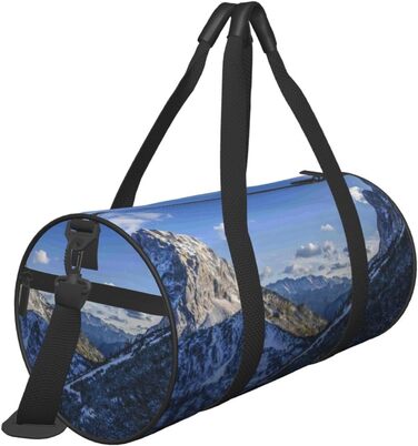 Спортивна сумка-мішок для подорожей, зимовий пейзаж з горами, сумка на ніч, чорна, універсальний розмір, дорожня сумка