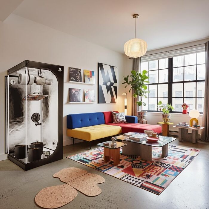 Намет для вирощування рослин в приміщенні, 60x60x160 см, з піддоном, отворами для кабелів та інструкцією зі збирання