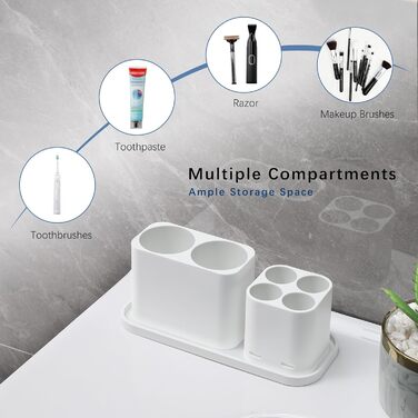 Тримач насадки для зубної щітки Gsocel, тримач для зубної щітки Електрична зубна щітка для зберігання 4 насадки для зубних щіток і 2 тримачі для зубної пасти ABS, білий