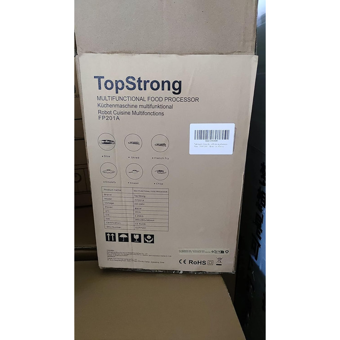 Кухонний комбайн TopStrong, подрібнювач кухонного комбайна 800 Вт, кухонний комбайн 2 л, мультиподрібнювач, компактний кухонний комбайн з 3 ріжучими дисками, подрібнювач, тістомісильна машина для збивання, вінчик чорний і сріблястий