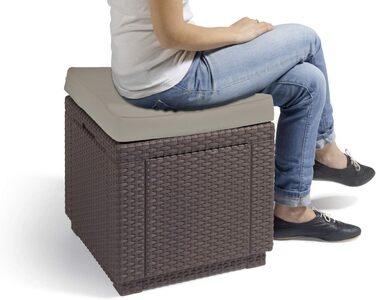 Табурет з подушкою Cube w/подушка, вид ротанга, пластик, коричневий, 206721