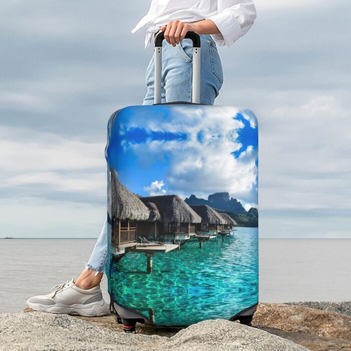 Чохол для валізи Морський пейзаж, еластичний захист від подряпин та пилу, чорний, розмір 85 см