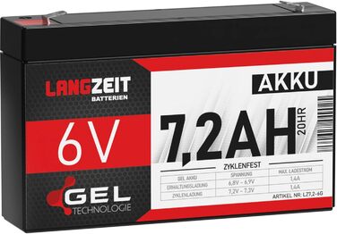 Професійний акумулятор для дитячих авто та електротранспорту LANGZEIT 6V 7,2Ah Gel Battery