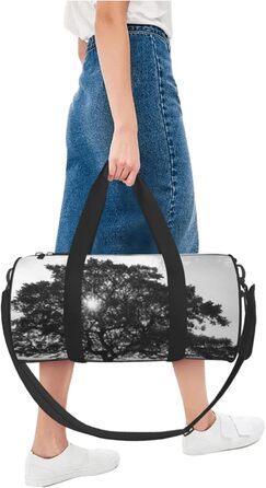 Спортивна сумка, дорожня сумка, сумка для подорожей, сумка з принтом дерева, сумка на ніч, чорна, універсальний розмір