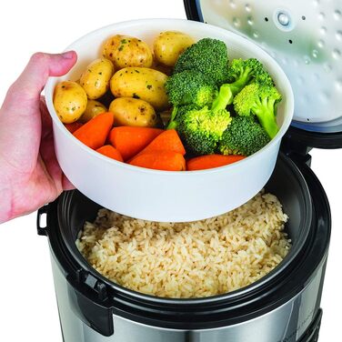 Рисоварка Russell Hobbs Переможець тесту 1,2 л включно Вставка для пароварки з відкидною кришкою Aroma (функція підтримки тепла, каструля з антипригарним покриттям, рисова ложка та мірна чашка, нержавіюча сталь) 27080-56 Рисоварка з пароваркою Одинарна