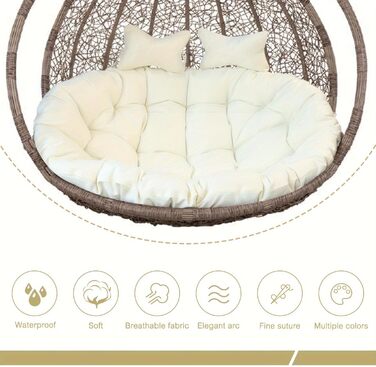 Великий комплект плюшевих подушок для гамака на 2 особи з підголівником максимальний комфорт для відпочинку в приміщенні та на свіжому повітрі в саду та на терасі міцний, водовідштовхувальний та легкий у догляді. Білий/Розкішний сад