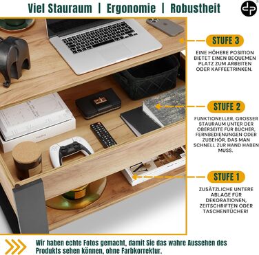 Журнальний столик з регульованою висотою та місцем для зберігання Розкладний стіл для вітальні Журнальний столик з регульованою висотою Розсувні журнальні столики Стіл для вітальні з дуба (чорний дуб)