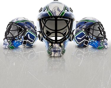 Міні-маска воротаря Franklin Sports з логотипом команди НХЛ та чохлом - колекційна маска воротаря з офіційними логотипами та кольорами НХЛ &quotВанкувер Кенукс&quot