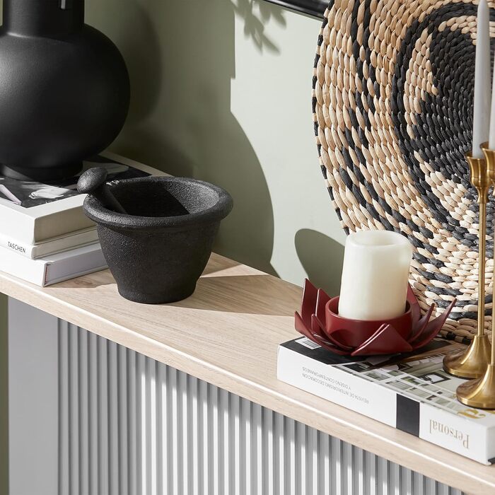 Вузький консольний столик SoBuy для коридору Консольні столики для вітальні, вінтажний металевий сервант, міцний дизайн ідеально підходить для меблів у коридорі, офісі натуральний та чорний, 120x80x20 см, FSB19-XL-Z Світлий натуральний та чорний 1208020 с