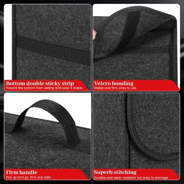 Органайзер для автомобіля Einesin, сумка для багажника з фетру з кріпленням на липучках, автоаксесуар для інструментів та автохімії, органайзер у багажник (30 * 15 * 30 см - )