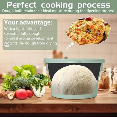 Контейнер для розстойки тіста для піци з кришкою, набір з 4 шт. , компактний контейнер для розстойки тіста для піци - антипригарний силіконовий контейнер для тіста для піци - контейнер для піци, контейнер для розстойки та контейнер для тіста - можна викор