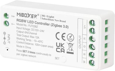 Диммер Milight Miboxer Zigbee3.0, одноколірний контролер світлодіодної стрічки, 12 В/24 В, сумісний із додатком Zigbee Storeo Echo / голосовим керуванням, (FUT038z)