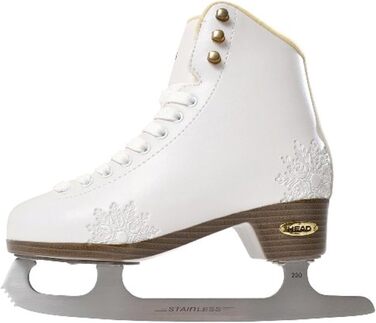 Фігурні ковзани HEAD Amber для жінок з лезами з нержавіючої сталі, дизайн сніжинки, ідеально підходять для початківців - білі, розмір 41