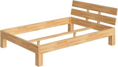 Ліжко Skølm Floki з масиву дерева 140x200 см з бука - високоякісний каркас ліжка - каркас ліжка з узголів&39ям - дерев&39яне ліжко з натуральним промасленим покриттям - ліжко 140x200 см, підходить як двоспальне ліжко - футон 140x200 см з узголів&39ям