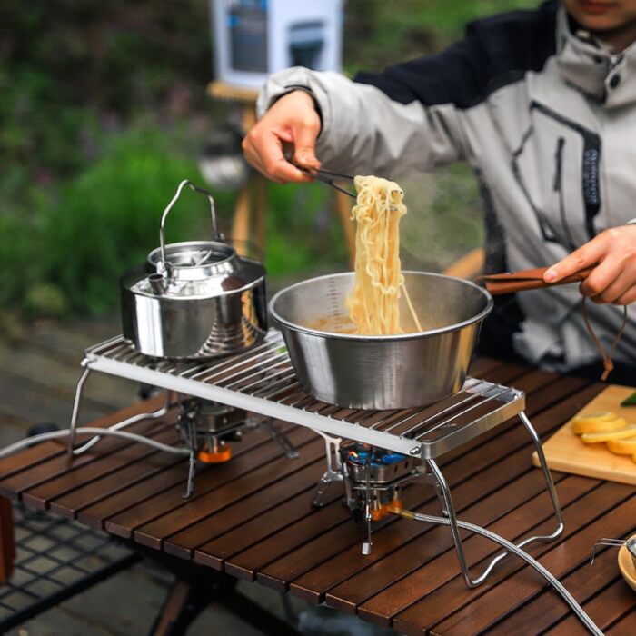 Портативний гриль для багаття, складна решітка для кемпінгового гриля з сумкою для зберігання, гриль для багаття, кемпінговий гриль зі складними ніжками, портативний міні-гриль з нержавіючої сталі для використання на свіжому повітрі