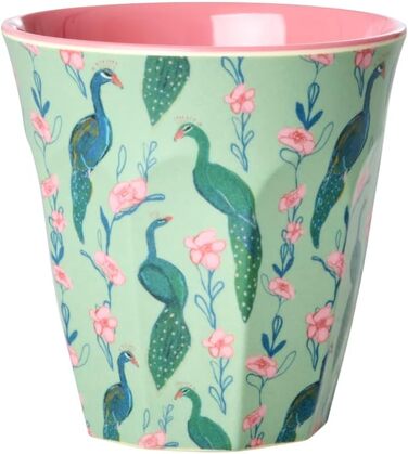 Чашки з рису та меламіну - принт павича та квітки - набір із 6 чашок, дитячі чашки, кемпінгові чашки, кемпінговий посуд, чашки для пиття, меламіновий посуд, ударостійкий, без бісфенолу А, набір чашок 160 мл, малий