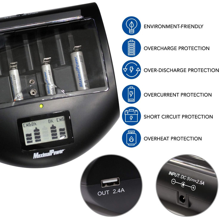 Зарядний пристрій максимальної потужності для 8 батарей (Ni-MH/Ni-CD, AA/AAA, 8 шт. ) FC999 Mark II