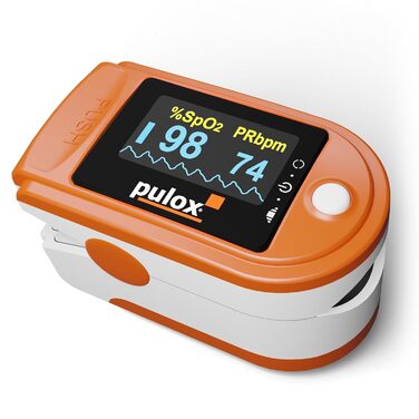 Пульсоксиметр PULOX PO-200 Solo in Finger Pulse Oximeter для вимірювання пульсу та насичення киснем на пальці (помаранчевий)