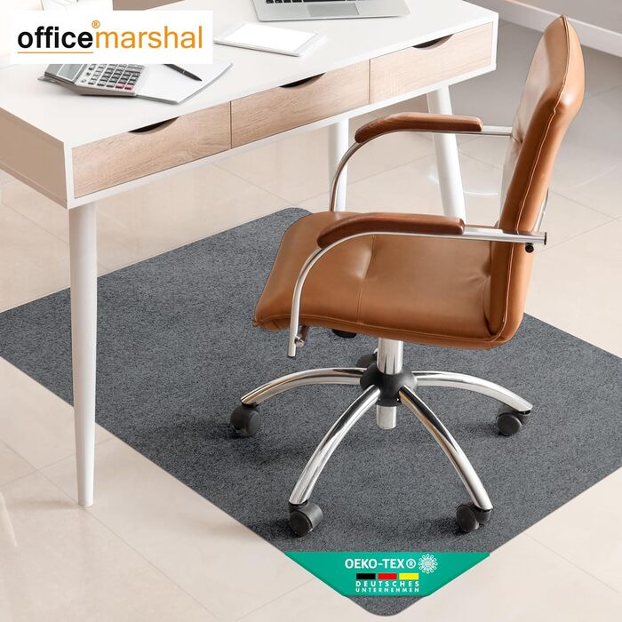 Килимок для підлоги OfficeMarshal 100x120 см, сріблястий, для твердих підлог - захищає плитку, паркет і ламінат від офісних стільців, фітнес-обладнання та падаючих предметів (Viking)