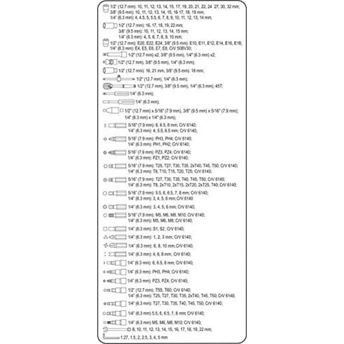 Набори торцевих ключів Yato, чорний, 58700