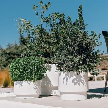 Великий вуличний горщик для квітів - Квітковий горщик із вставкою, Пластиковий квітковий горщик, Великий вуличний квітковий горщик, Горщик для квітів, для саду та балкону (MDBHEN, 30 см Антрацит) 30 см Антрацит Mdbhen