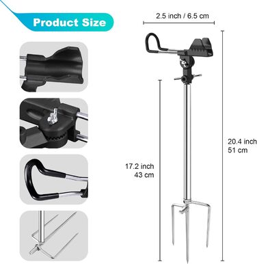 Тримач для вудки, багатофункціональний тримач для вудки з нержавіючої сталі, регульований на 360 та знімний, зручний для перенесення, подарунок для чоловіків, День батька, день народження (2 шт.)
