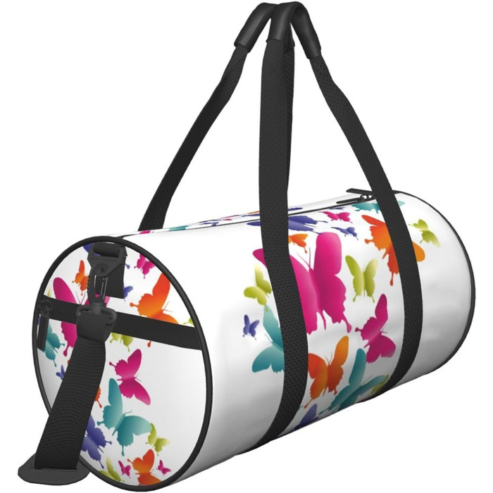 Спортивна сумка-мішок для подорожей з яскравим принтом метеликів, чорна, універсальний розмір, дорожня сумка