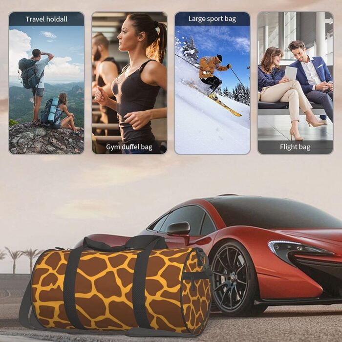 Дорожня сумка з дизайном черепа, кругла, великої місткості, легка та міцна, чудовий подарунок для походів, відпустки, ділових поїздок та іншого, з принтом жирафа, універсальний розмір