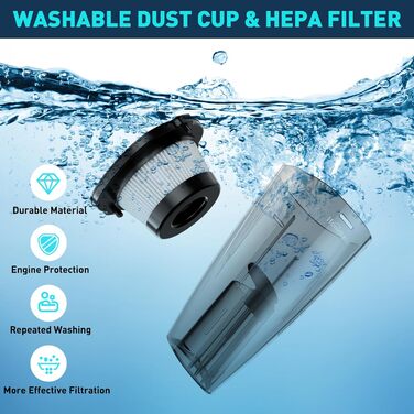 Переможець тесту ручного пилососа HOMEKANE, Акумулятор ручного пилососа 9500 Па з зарядною станцією, Акумуляторний ручний пилосос