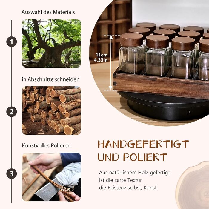 Елегантна підставка для спецій з дерева акації Дерев&39яна підставка для спецій 12 квадратних баночок для спецій об&39ємом 120 мл Етикетки для спецій Натуральний органайзер для спецій Підставка для спецій з банками, колір дерева акації - 12 баночок