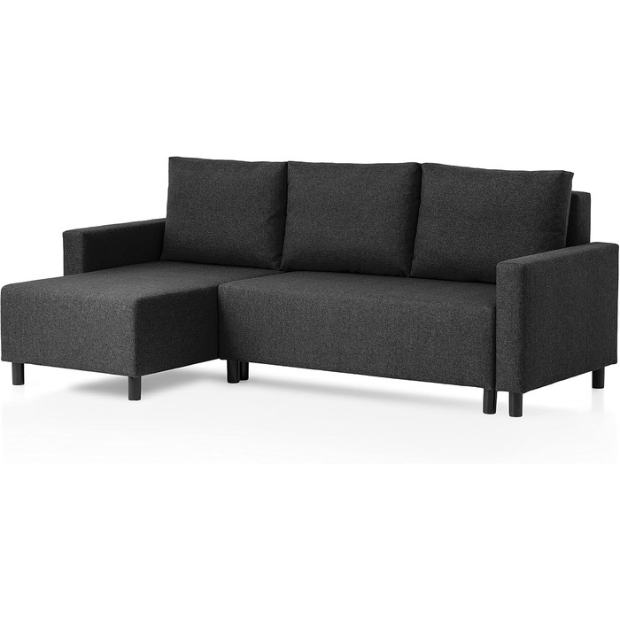 Диван-ліжко Traumnacht Avallon, L-подібний кутовий диван зі сном та місцем для зберігання речей у пуфі, виготовлений за німецькими стандартами якості, антрацит, 136 x 224 x 80 см
