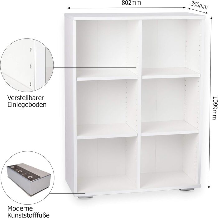 Білий комод, шафа для документів, 80,2 x 109,5 x 35 см, шафа для файлів, багатоцільова шафа, книжкова шафа, офісні меблі, комбінований, універсальна шафа, шафа для зберігання, офісні меблі