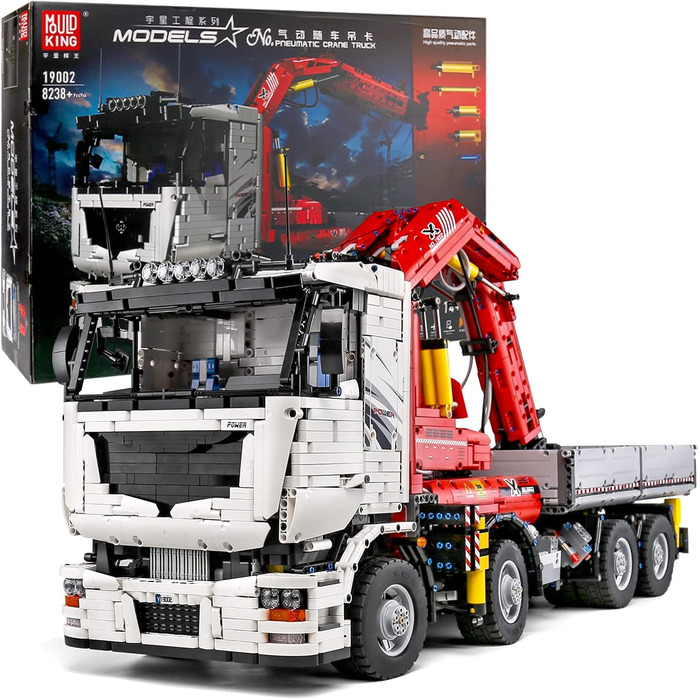 Модель Mold King 19002 Technic Crane Truck, Technic Pneumatic Truck with Remote Control and Motors, 8238 Pieces Large Building Blo