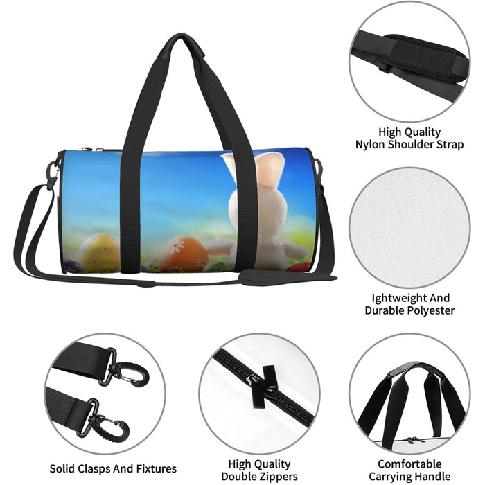 Велика спортивна сумка-мішок для подорожей Великдень, міцна, чорна, універсальний розмір