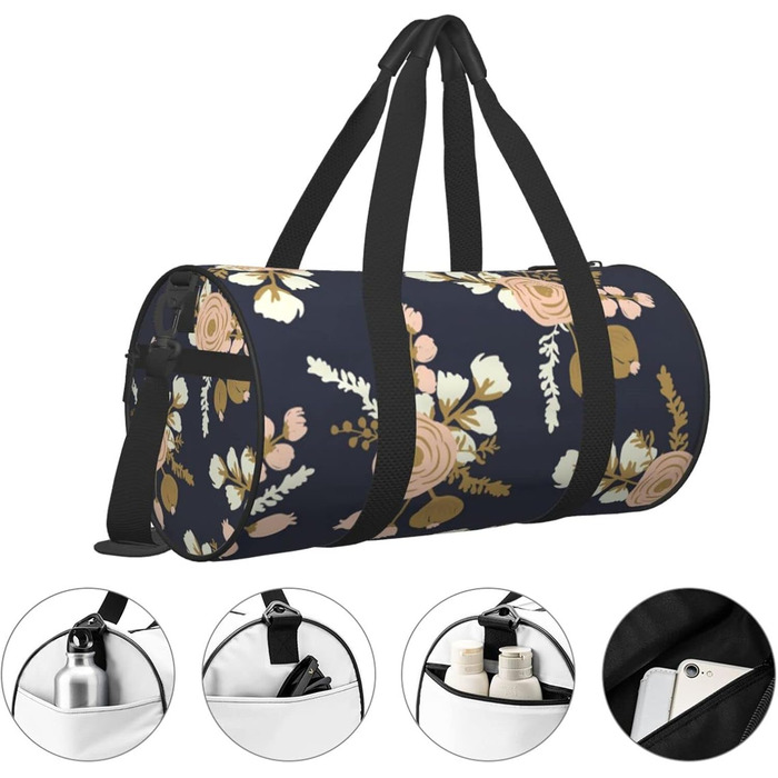 Дорожня сумка-циліндр з квітковим принтом, спортивна сумка для чоловіків та жінок, сумка-мішок