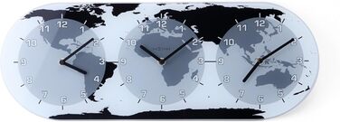 Настінний годинник NeXtime 'MONDIAL з 3 циферблатами, скло, 50 x 18,6 см