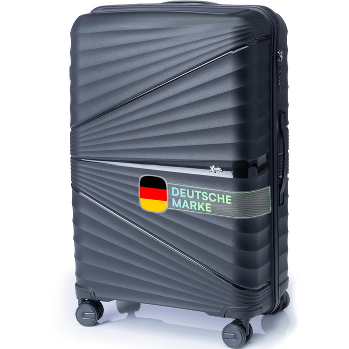 Валіза Xonic Hard Shell Suitcase M на 40 л - стійка до пошкоджень поліпропіленова валіза на колесах з подвійними колесами, що обертаються на 360, та замком TSA - дорожня валіза чорного кольору M (40 л)