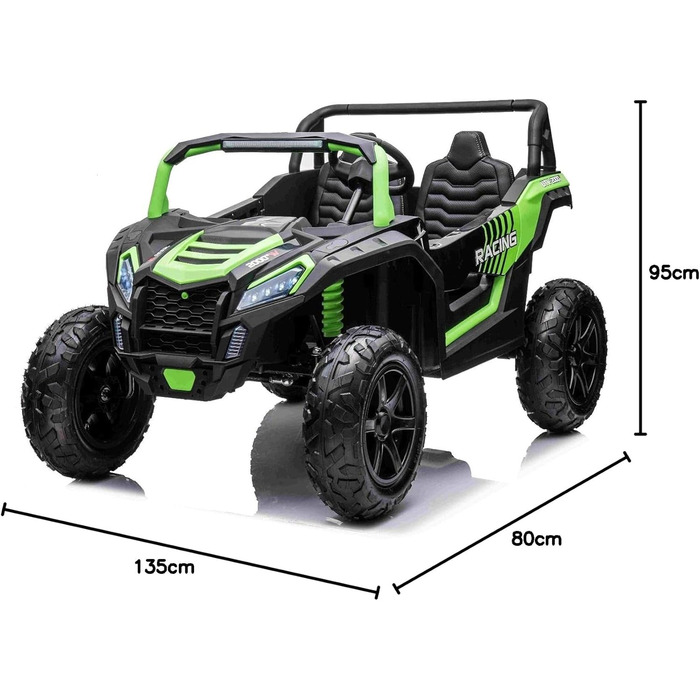 Дитячий електромобіль UTV XXL 24V 2 шт. місцевий, зелений, електромобіль для дітей 2 шт. місцевий, шкіряні сидіння, 2 двигуна по 1