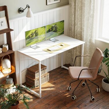 Письмовий стіл CubiCubi, невеликий комп&39ютерний стіл, офісний стіл 120 x 48 x 75 см, для кабінету, спальні, промисловий дизайн, металевий каркас, білий 120 x 48 см, білий2