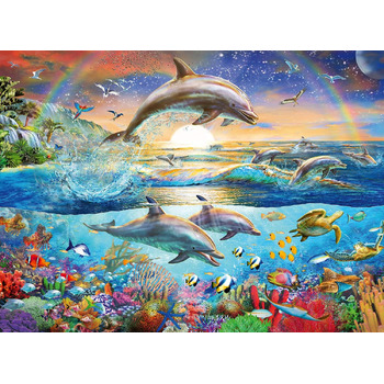 Дитячий пазл Ravensburger - 12895 Dolphin Paradise - Пазл підводний світ для дітей від 9 років, 300 елементів у форматі XXL