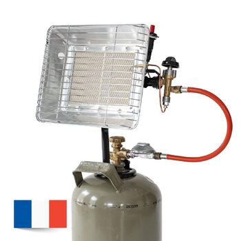 Промисловий інфрачервоний обігрівач ROTHENBERGER з п&39єзозапальником, пропановим шлангом 0,5 м та регулятором тиску 37 мбар Газовий інфрачервоний обігрівач Насадний обігрівач **Підходить лише для французьких газових балонів**