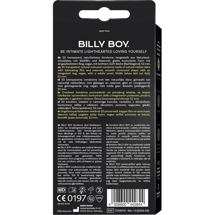 Презервативи BILLY BOY Länger Lieben, 20 шт, 52 мм