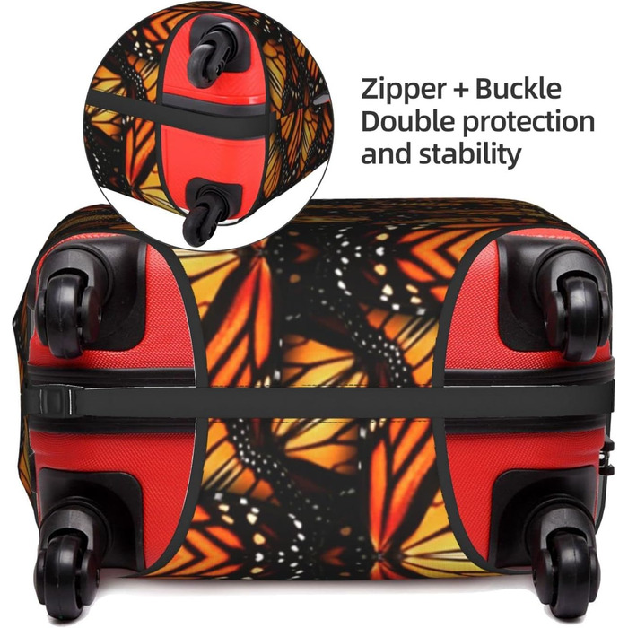 Чохол на валізу Метелики Монарх - еластичний, захисний, миється, антиподряпний, для дітей та дорослих (45.7-53.3 см)