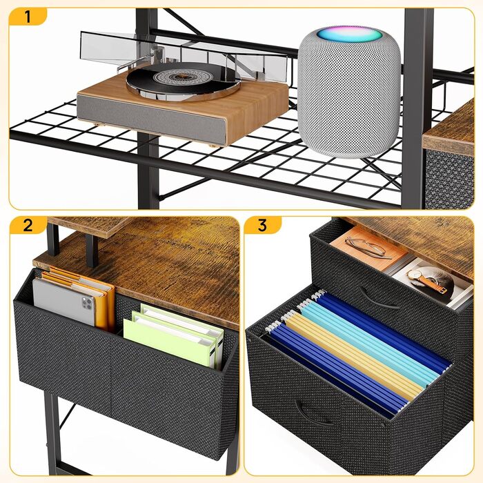 Г-подібний стіл на сім столів з полицями для зберігання, ігровий стіл зі світлодіодним освітленням та розетками, комп&39ютерний стіл з підставкою для монітора для домашнього офісу, спальні, вітальні, вінтажний коричневий