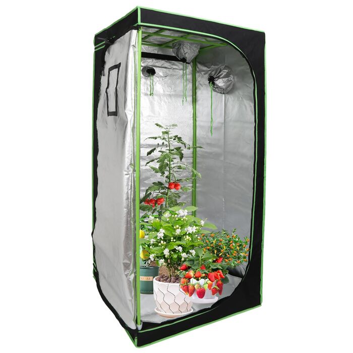 Гроубокс 80x80x180 см для вирощування рослин вдома. Світлонепроникний та водонепроникний, чорно-зелений.
