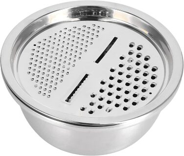 Таз з нержавіючої сталі QANYEGN з теркою, багатофункціональний кошик для зливу, терка для овочів, чаша для салатниці для кухонного інструменту (натуральний колір)