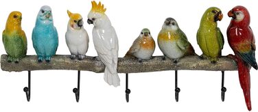 Вішалка Kare Design настінна Exotic Birds, різнокольорова, настінна, сталеві гачки, 5 гачків, 24x54x7 см (в/ш/г)