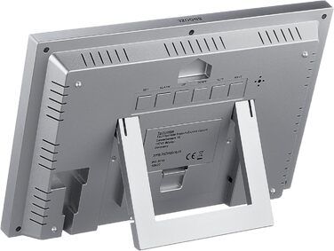 Настінний годинник на радіокеруванні з індикатором температури, пластик, сріблястий, маленький 22.5 x 14.3 x 2.4 см Сріблястий оди