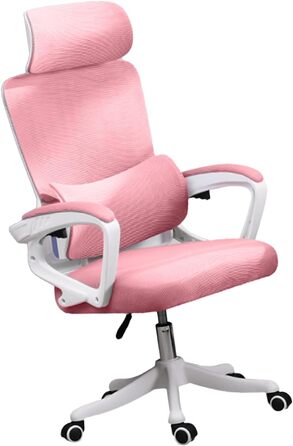 Ігрове крісло KIMISS з поперековою опорою, ергономічне крісло, багатофункціональне підйомне крісло для дому, навчання, офісу, комп&39ютерних ігор (РОЖЕВЕ)